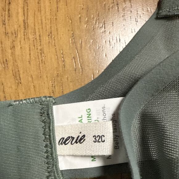 Aerie Smoothez Women's 32C Mesh Unlined Balconette Bra Underwire Green NWT $39 - Picture 4 of 6